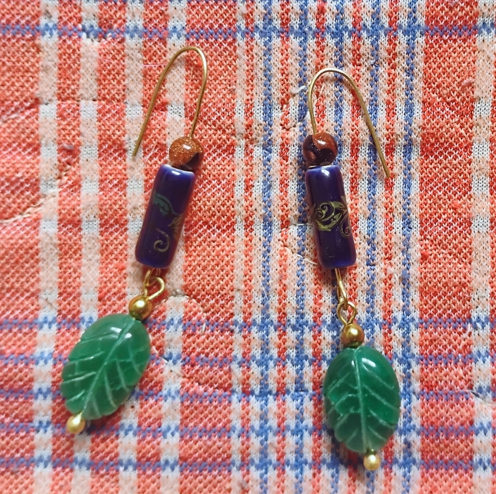 Vine and Leaf Emerald Earrings